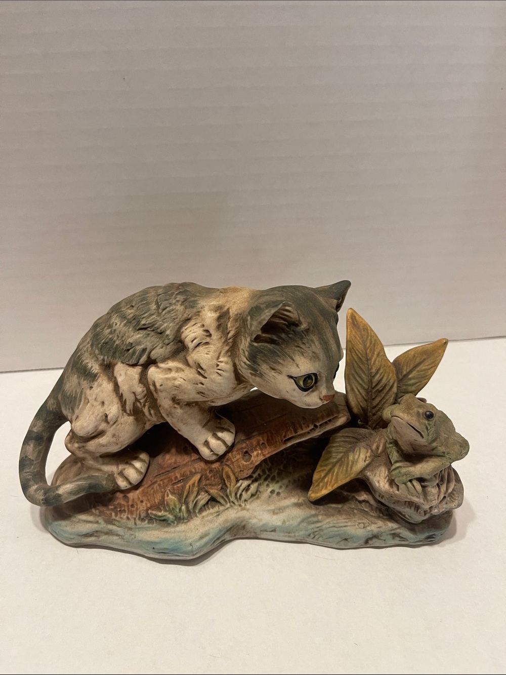 UCCI Japan Hand-Painted Ceramic Cat Figurine with Frog